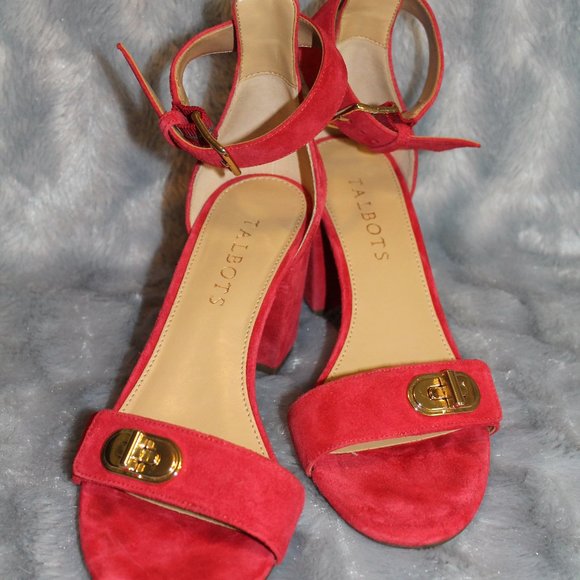 Talbots Red Suede Sandal Heels - Picture 1 of 6